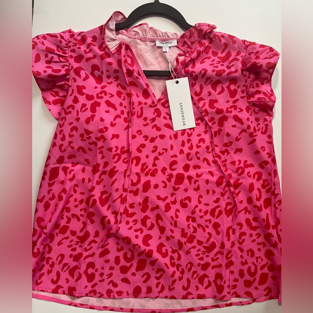 Pink and red leopard top
